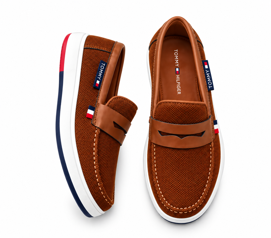 Tommy Hilfiger – Mocassins en maille marron